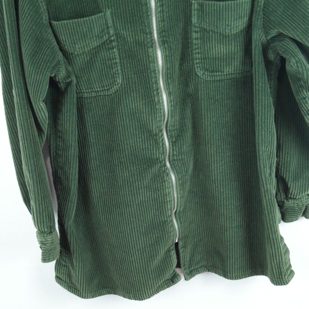 Vintage Medium Shacket Wide Wale Corduroy Olive Green 90s Y2K Grunge Utility - Picture 6 of 7